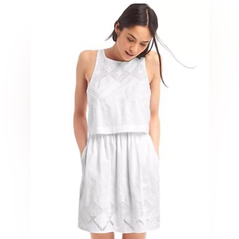 GAP White Crochet Midi Dress